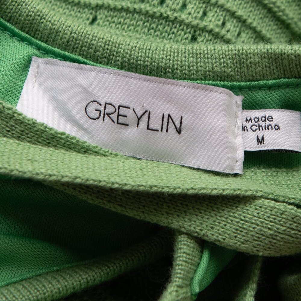 Greylin Dolce Knit Cami Midi Dress Sleeveless Side Slit Avocado Green Sz Medium - Picture 3 of 5